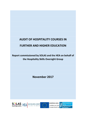 Audit of Hospitality Courses in Further and Higher Education