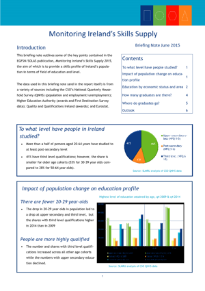 Monitoring Ireland’s Skills Supply – Trends in Education and Training Outputs 2015 - Briefing Note