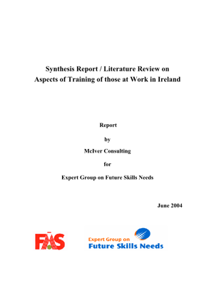 Literature Review on Aspects of Training of those at Work in Ireland