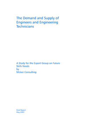 The Demand and Supply of Engineers and Engineering Technicians